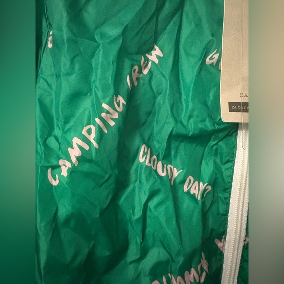 NWT Zara Girls‎ Petite Women's Green Pink Text Hooded Windbreaker Jacket 11-12 - Picture 4 of 9